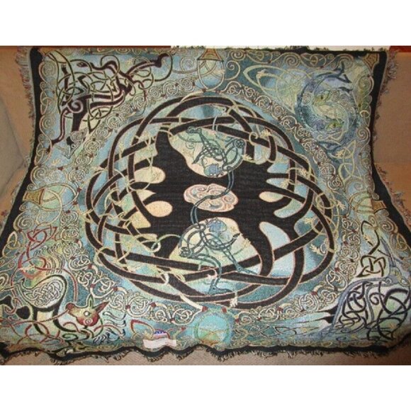 New Celtic Tree of Life Cotton Afghan Throw Blanket Gift Irish Heritage Wall Art - Picture 2 of 4